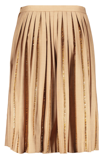 Shop Burberry Pleated Skirt In Brown