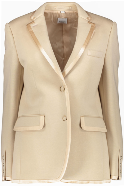 Shop Burberry Single-breasted Two-button Blazer In Beige