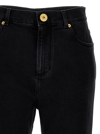 Shop Balmain Washed Denim Jeans In Black