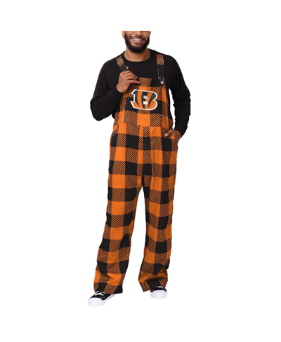 Shop Foco Men's  Orange Cincinnati Bengals Big Logo Plaid Overalls