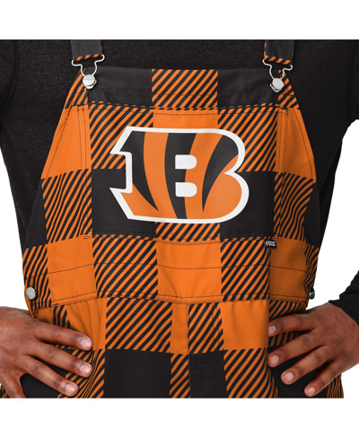 Shop Foco Men's  Orange Cincinnati Bengals Big Logo Plaid Overalls