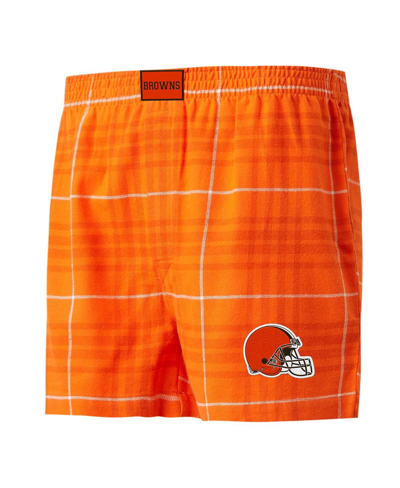 Shop Concepts Sport Men's  Orange, White Cleveland Browns Concord Flannel Boxers In Orange,white