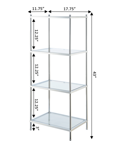 Convenience Concepts 17.75" Chrome Royal Crest 4 Tier Glass Tower In Chrome,glass
