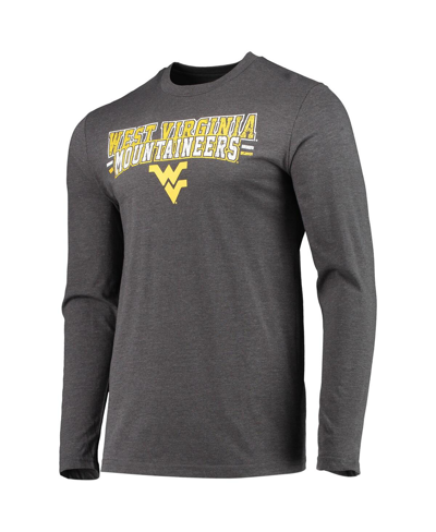 Shop Concepts Sport Men's  Navy, Heathered Charcoal Distressed West Virginia Mountaineers Meter Long Sleev In Navy,heathered Charcoal