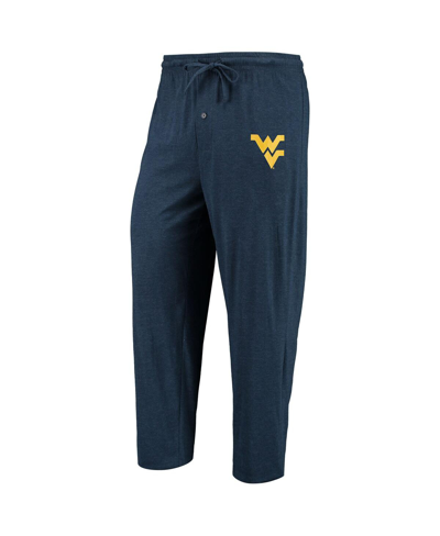 Concepts Sport Navy/heathered Charcoal West Virginia Mountaineers Meter Long Sleeve T-shirt & Pants In Navy,heathered Charcoal