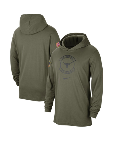 Shop Nike Men's  Olive Texas Longhorns Military-inspired Pack Long Sleeve Hoodie T-shirt