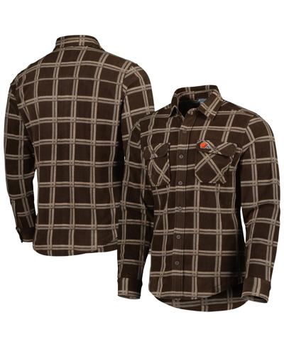 Shop Antigua Men's  Brown Cleveland Browns Industry Flannel Button-up Shirt Jacket
