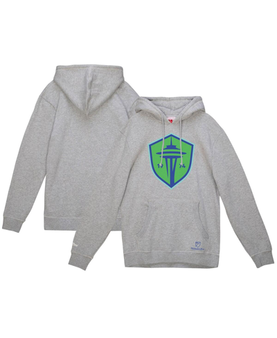 Shop Mitchell & Ness Men's  Heather Gray Seattle Sounders Fc Primary Logo Pullover Hoodie
