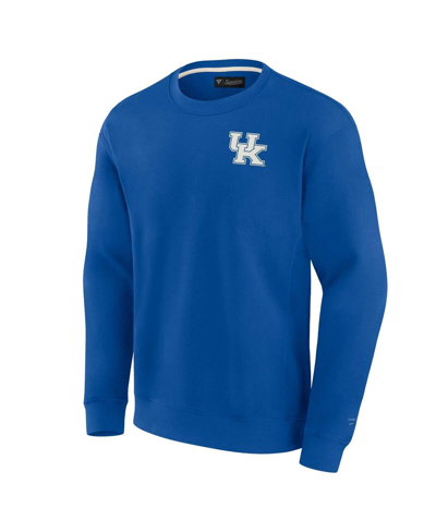 Shop Fanatics Signature Men's And Women's  Royal Kentucky Wildcats Super Soft Pullover Crew Sweatshirt