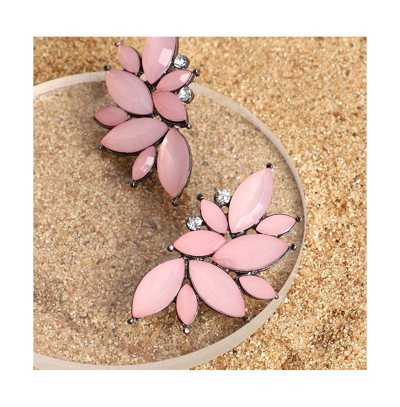 Shop Sohi Women's Pink Embellished Cluster Stud Earrings