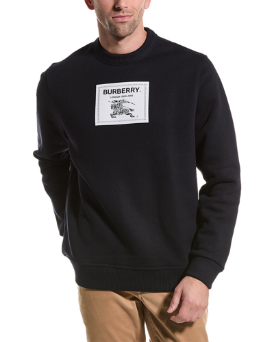 Shop Burberry Logo Crewneck Sweatshirt In Blue