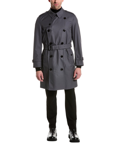 Shop Burberry Short Trench Coat In Grey