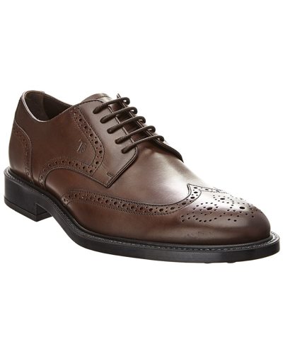 Shop Tod's Brogue Leather Lace-up Loafer In Brown