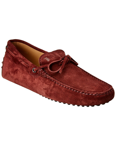 Shop Tod's Gommino Suede Moccasin In Red