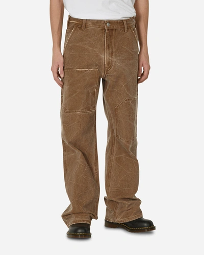 Shop Acne Studios Patch Canvas Trousers Toffee Brown In Beige