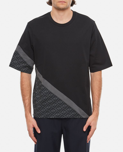 Shop Fendi T-shirt Diagonal Ff In Grey