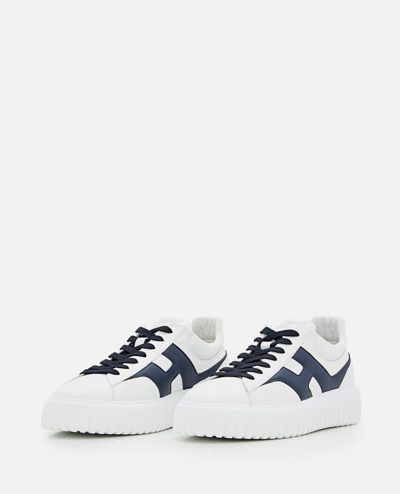 Hogan H-stripes Low-top Sneakers With Smooth Leather Upper In White
