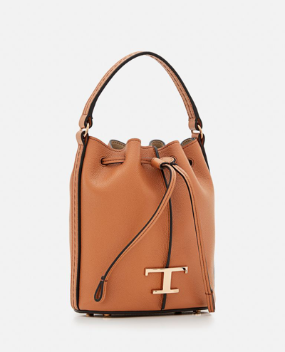 Shop Tod's Micro Leather Bucket Bag In Brown