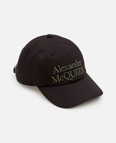 Alexander Mcqueen Branded Baseball Cap With Curved Peak In Black