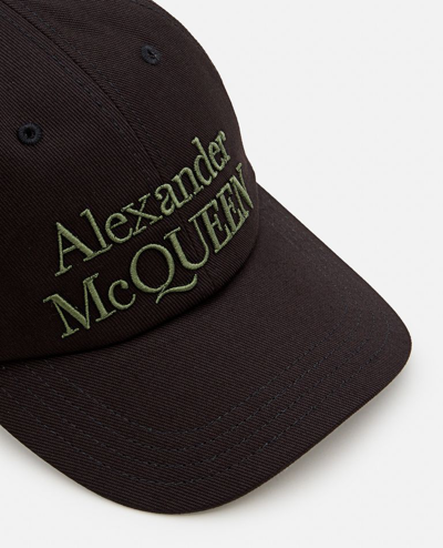 Alexander Mcqueen Branded Baseball Cap With Curved Peak In Black
