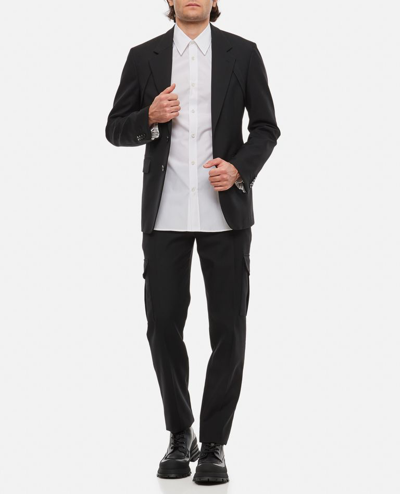 Shop Alexander Mcqueen Wool Gabardine Trousers In Black