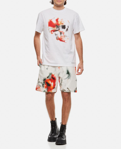 Alexander Mcqueen Obscured Skull Crewneck T-shirt In White