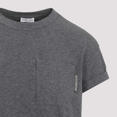 Shop Brunello Cucinelli Cotton T-shirt Tops In Grey