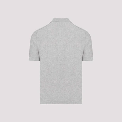 Shop Dunhill Herringbone Cotton Polo In Grey