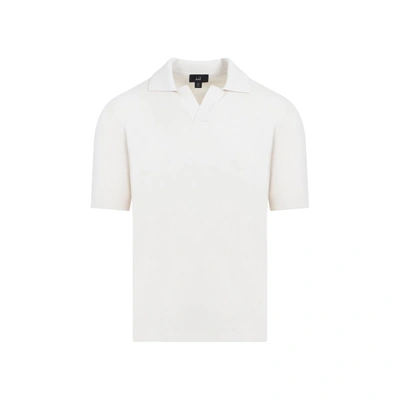 Shop Dunhill Ribbed Silk Polo In Nude & Neutrals