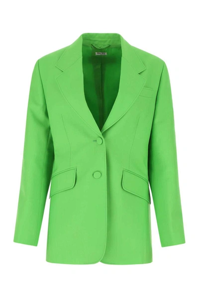 Shop Miu Miu Jackets And Vests In Green