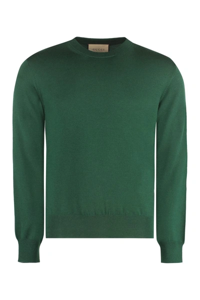 Shop Gucci Crew-neck Wool Sweater In Green