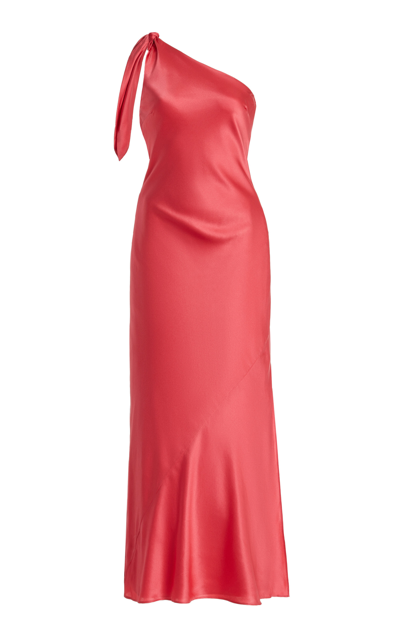 Shop Cult Gaia Kamila Asymmetric Stretch Silk Maxi Dress In Pink