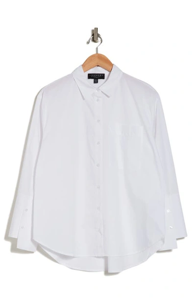 Shop Laundry By Shelli Segal Long Sleeve Cotton Poplin Button-up Shirt In White