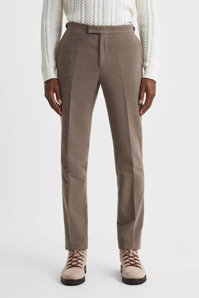 Reiss Mushroom Wall Slim Fit Moleskin Adjuster Trousers In Mushroom