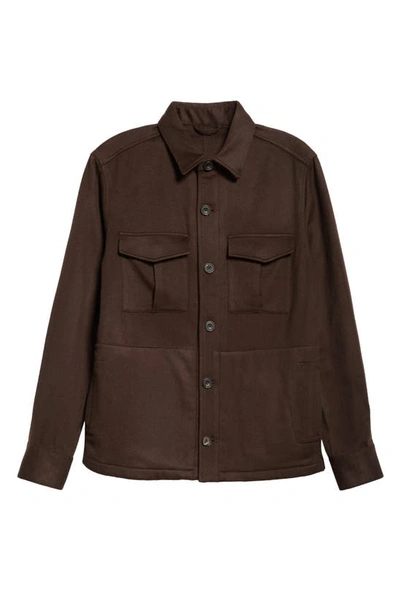 Shop Thom Sweeney Cashmere Shirt Jacket In Dark Brown