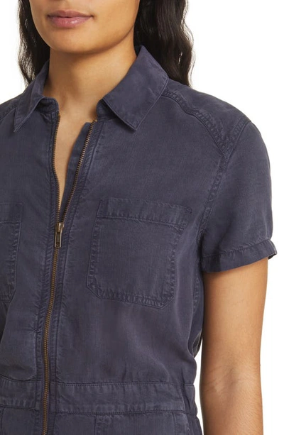 Shop Caslon Utility Short Sleeve Zip Front Shirtdress In Navy Charcoal