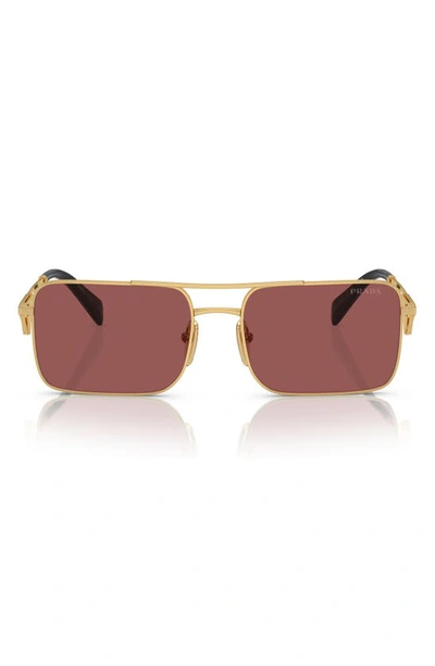 Shop Prada 56mm Rectangular Sunglasses In Gold