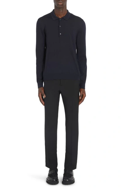 Shop Valentino Grisaille Slim Fit Virgin Wool Dress Pants In Nero