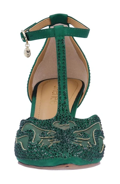 J. Reneé Lisha Rhinestone Pointed Toe Pump In Emerald