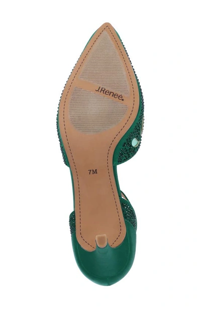 J. Reneé Lisha Rhinestone Pointed Toe Pump In Emerald