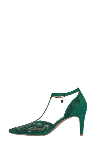 J. Reneé Lisha Rhinestone Pointed Toe Pump In Emerald