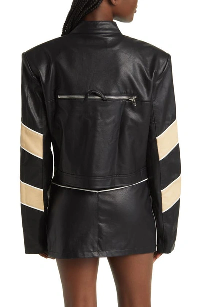 By.dyln Tobaias Colorblock Faux Leather Moto Jacket In Black