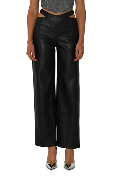 Shop By.dyln Atlas Waist Cutout Faux Leather Pants In Black