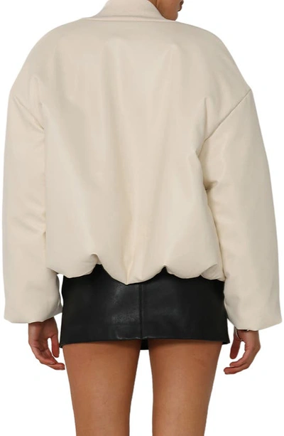 Shop By.dyln Atticus Faux Leather Bomber Jacket In Cream