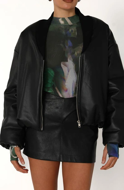 Shop By.dyln Atticus Faux Leather Bomber Jacket In Black