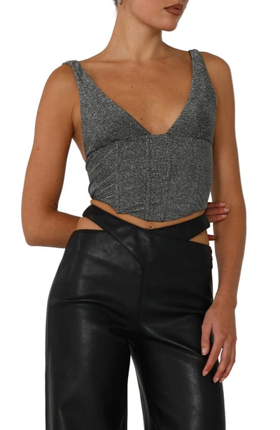 Shop By.dyln Lillian Corset Crop Top In Silver