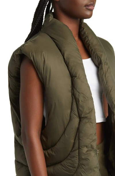 Shop By.dyln Theo Wavy Quilted Puffer Vest In Dark Green
