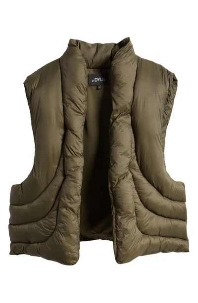 Shop By.dyln Theo Wavy Quilted Puffer Vest In Dark Green