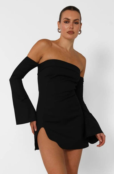 Shop By.dyln Chrissy Long Sleeve Strapless Minidress. In Black