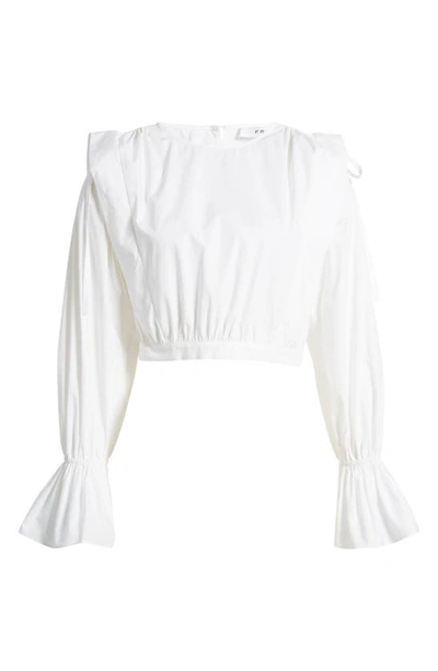 Shop Frame Cinched Shoulder Tie Blouse In Blanc